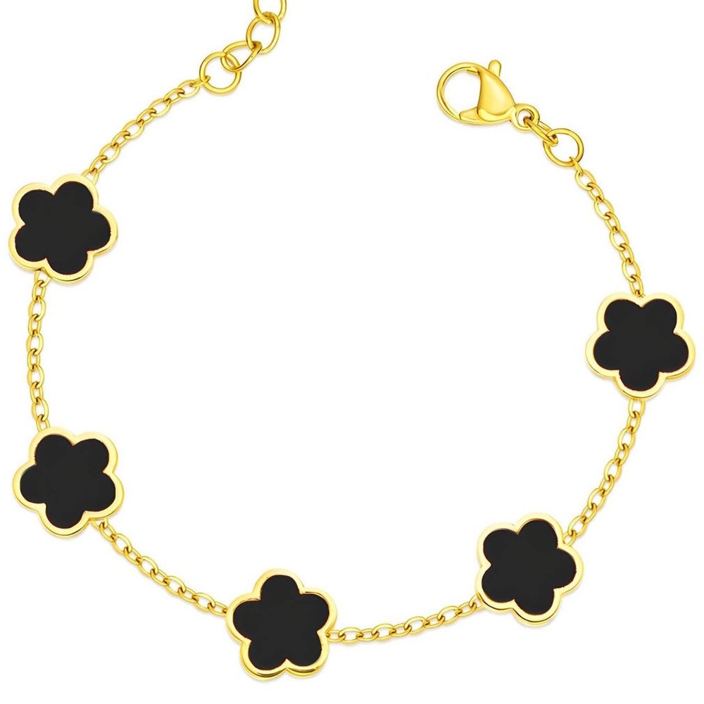 Gold and Black Flower Bracelet